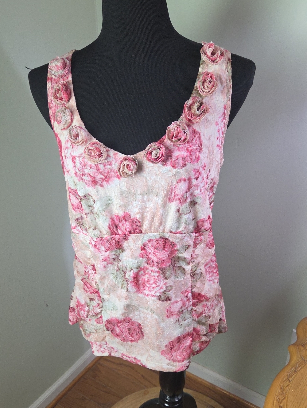 Cottagecore Romantic Rosette Floral Tank Top